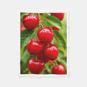 Frische rote Kirschen Sherpa-Decke Fleecedecke