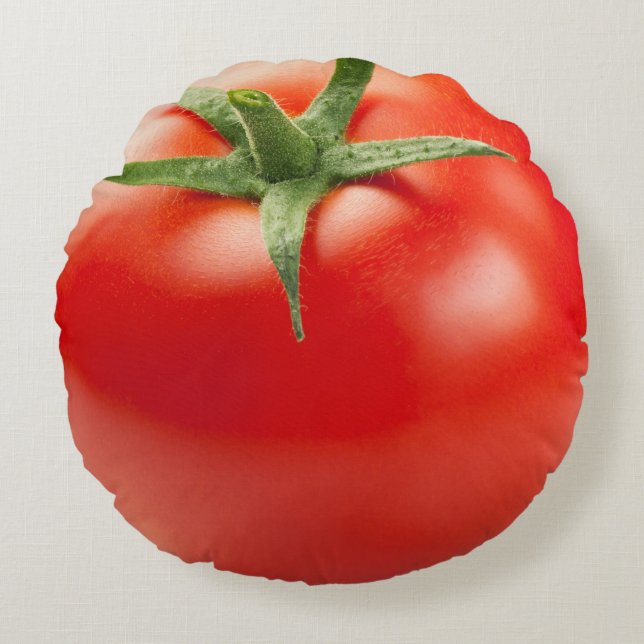 Frische rote Tomate abgeschieden auf weißem Rundes Kissen (Vorderseite)