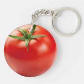Frische rote Tomate abgeschieden auf weißem Schlüsselanhänger (Rückseite)