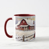 Frische rote Traktoren Wintery Landschaft Tasse (Links)