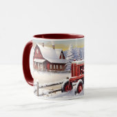 Frische rote Traktoren Wintery Landschaft Tasse (Vorderseite Links)