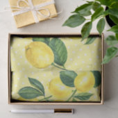 Frische, rustikale Zitronen, Aquarellpolka-Punkte Seidenpapier (Geschenk)