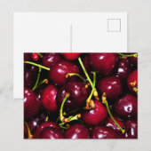 Frische saftige Kirschen mit Wassertropfen Postkarte (Vorne/Hinten)