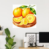 Frische, saftige Orangen mit Scheiben Poster (Heimbüro)