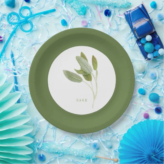 FRISCHE SAGE 9" Runde Paper Teller - Grünbuch (Party)