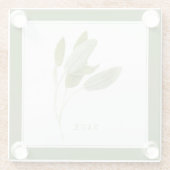 FRISCHE SAGE Glass Beverage Coaster (+text) Grün Glasuntersetzer (Rückseite)