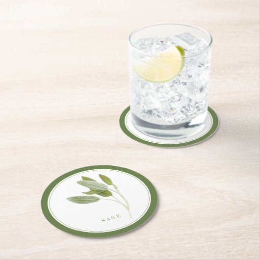 FRISCHE SAGE Round Paper Untersetzer (+text) Grünb (Vor Ort)