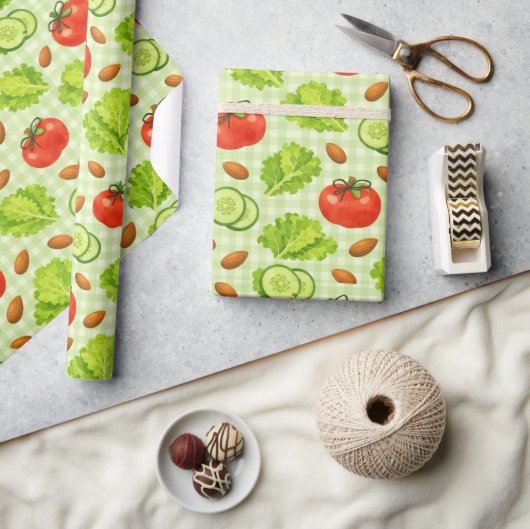 Frische Salatgemüse-Muster Geschenkpapier (Kunsthandwerk)