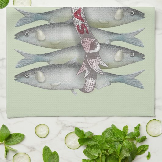 Frische Sardinen Geschirrtuch (Gefaltet)