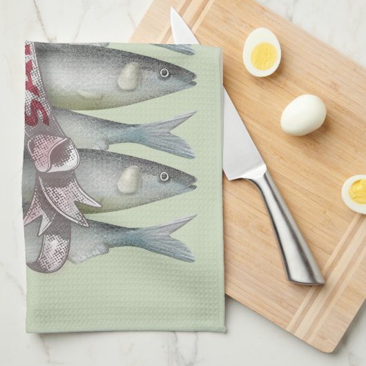 Frische Sardinen Geschirrtuch (Viertel Falte)