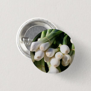 Frische, saubere, grüne Zwiebeln Button