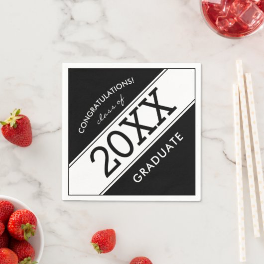 Frische Schwarz-Weiß-Graduiertenpartei Napkins Serviette (Beispiel)