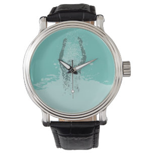 Frische Schwarz-Weiß-Grunge Mann Wassersprinkat Armbanduhr