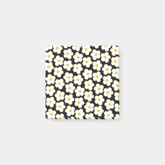 Frische Schwarz-Weiß-Retro-Blume Muster Frühjahr Post-it Klebezettel (Vorderseite)