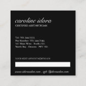 Frische schwarze Hot Stones und Blätter Wellness-C Terminkarte (Rückseite)