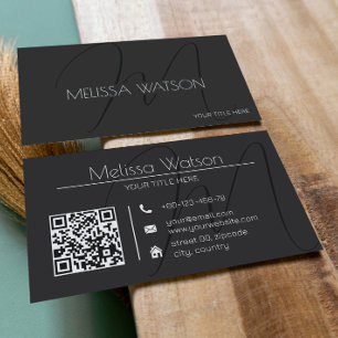 Frische schwarze minimale moderne QR-Code Visitenkarte