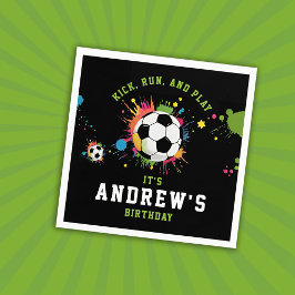 Frische schwarze und grüne Fußballbälle Sport Serviette