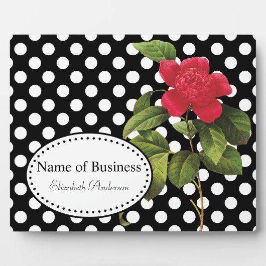 Frische schwarze und weiße Polka Dots Camellia Bus Fotoplatte (Vorderseite)