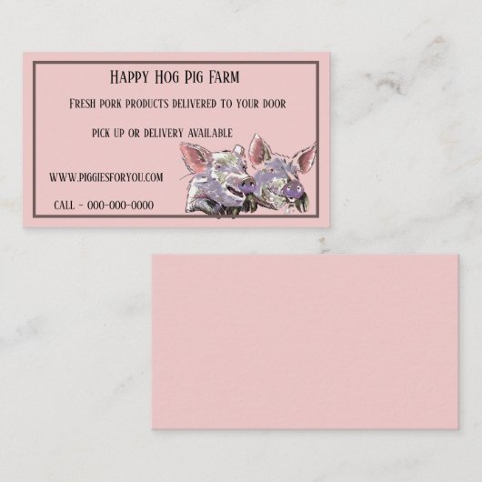 Frische Schweinezucht Zwei glückliche Schweine Was Visitenkarte (Vorne/Hinten)
