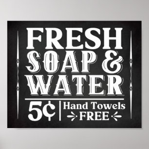 Frische Seife & Wasser Vintage Farmhaus Badezimmer Poster