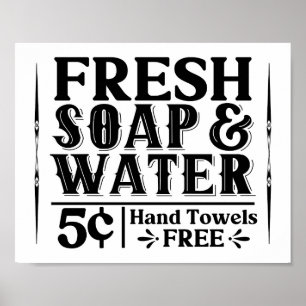 Frische Seife & Wasser Vintage Farmhouse Badezimme Poster