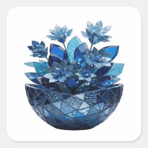 Frische Silber BLUE GLAS BLUMEN Sticker Design