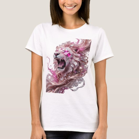 Frische Silber-LÖWENKÖNIG-Statement-Design T-Shirt (Vorderseite)