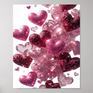 Frische silberne HEARTS OF LOVE Poster