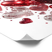 Frische silberne HERZEN UND GLITZER Poster (Ecke)