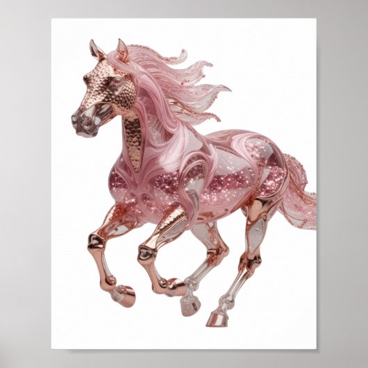 Frische silberne ROSE GOLD PINK GLITTER PFERD Poster (Vorne)