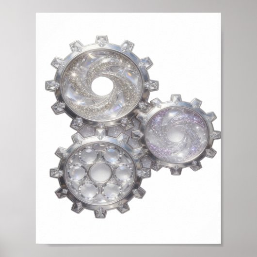 Frische silberne ZAHNRÄDER DES UNIVERSUMS Poster (Vorne)