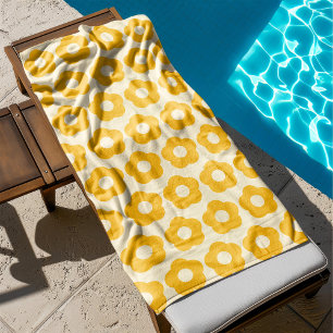 Frische Sommer Gelbflora Muster Retro Badehandtuch