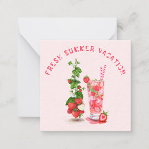 Frische Sommerferienkarte Erdbeeren Getränk Mitteilungskarte