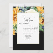 Frische Sommersonnenblume Schwarzes Brautparty Fot Einladung (Vorderseite)