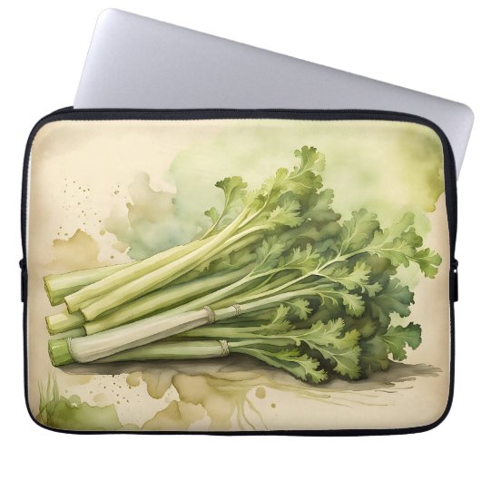 Frische Staudensellerie Wasserfarben Laptopschutzhülle (Vorderseite)