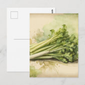 Frische Staudensellerie Wasserfarben Postkarte (Vorne/Hinten)