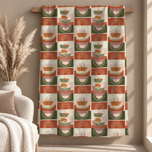 Frische Terrakotta-Rost-Boho-Regenbogen-Decke-Kuns Fleecedecke