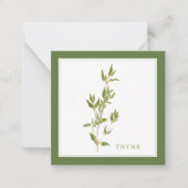 FRISCHE THYME 2,5" quadratische Flachkarte / grün Mitteilungskarte (Vorderseite)