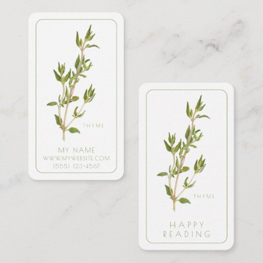 FRISCHE THYME Business Lesezeichen - 3,5 x 2 Card Mitteilungskarte (Vorne/Hinten)