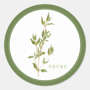 FRISCHE THYME Große runde Sticker (+Text) Grün