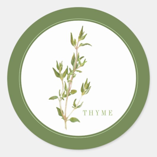 FRISCHE THYME Kleine runde Sticker (+Text) Grün (Vorderseite)