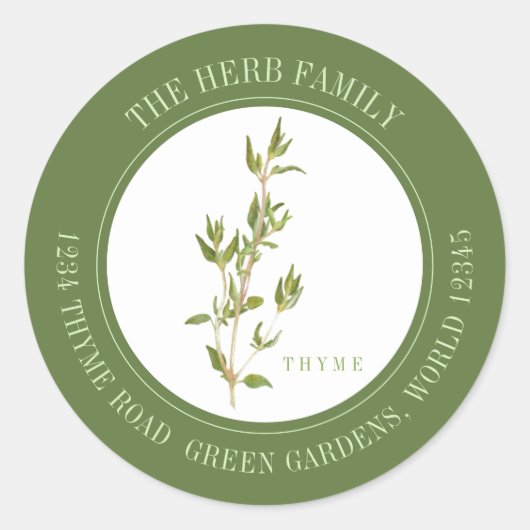 FRISCHE THYME Kleine Runde Umschlag Aufkleber - Gr (Vorderseite)
