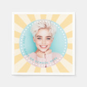 Frische trendige Sunburst Student Abschluss Foto Serviette (Vorderseite)