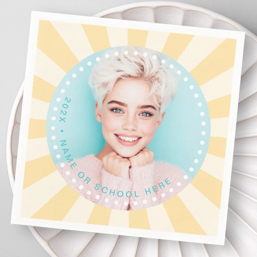 Frische trendige Sunburst Student Abschluss Foto Serviette