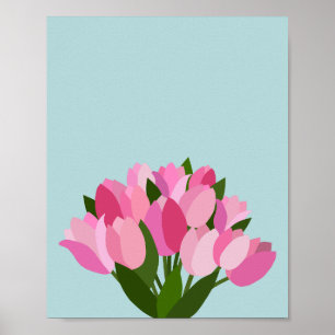 Frische Tulpen Pastell Sanftblau Poster
