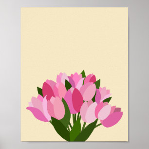 Frische Tulpen Pastellgelb und rosa Poster