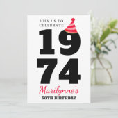 Frische Typografie 50. Geburtstag Einladung (Stehend Vorderseite)