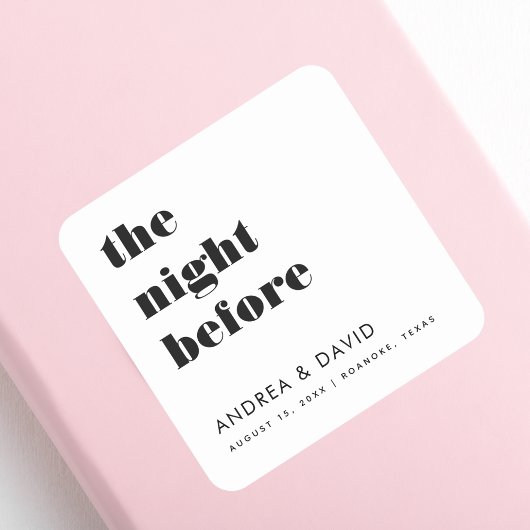 Frische Typografie Das Abendessen vor der Probe Quadratischer Aufkleber