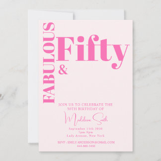 Frische Typografie Hot Pink Moderne 50. Geburtstag Einladung