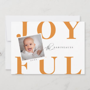Frische Typografie JOYFUL Holiday Foto Card Orange Feiertagskarte